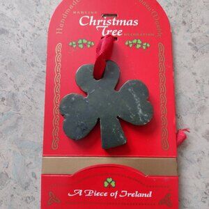 NWT Handmade Connemara Marble Clover Christmas Tree Ornament from Ireland
